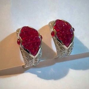 18kt 4.60ct Genuine Ruby Diamond Rubies Earrings